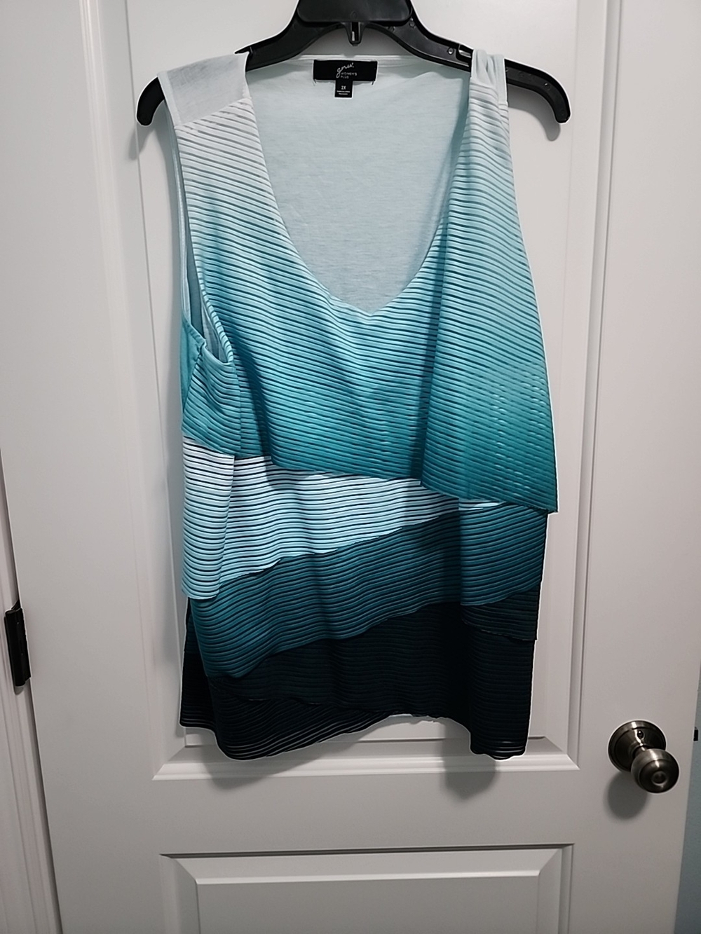 GNW Striped Ombre Layered Tank in Teal, Aqua & Green